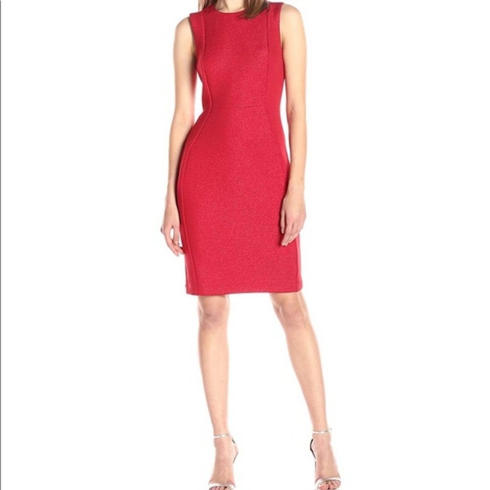 Red Glittery Calvin Klein Sheath Dress